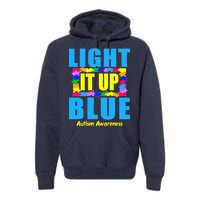 Light It Up Blue Autism Awareness Puzzle Pieces Premium Hoodie