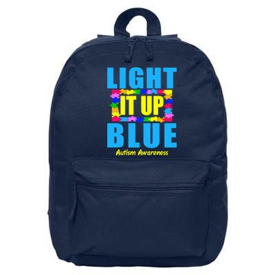 Light It Up Blue Autism Awareness Puzzle Pieces 16 in Basic Backpack