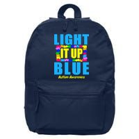 Light It Up Blue Autism Awareness Puzzle Pieces 16 in Basic Backpack