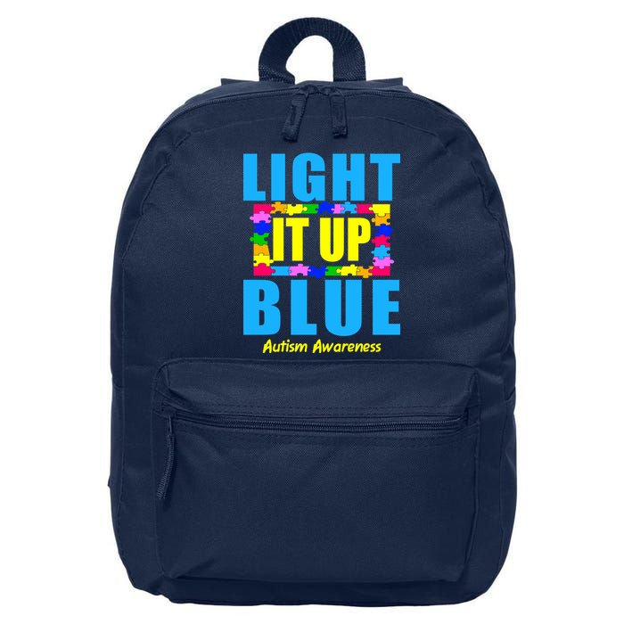 Light It Up Blue Autism Awareness Puzzle Pieces 16 in Basic Backpack