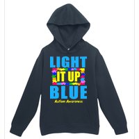 Light It Up Blue Autism Awareness Puzzle Pieces Urban Pullover Hoodie