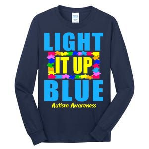 Light It Up Blue Autism Awareness Puzzle Pieces Tall Long Sleeve T-Shirt