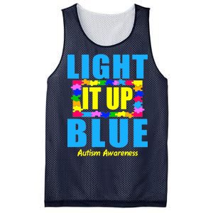 Light It Up Blue Autism Awareness Puzzle Pieces Mesh Reversible Basketball Jersey Tank