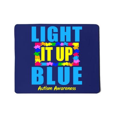 Light It Up Blue Autism Awareness Puzzle Pieces Mousepad