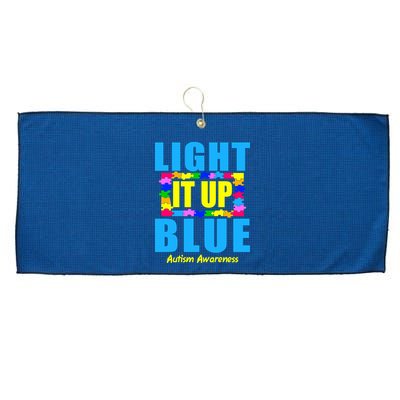 Light It Up Blue Autism Awareness Puzzle Pieces Large Microfiber Waffle Golf Towel