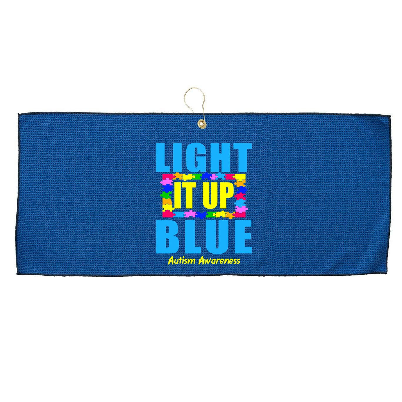 Light It Up Blue Autism Awareness Puzzle Pieces Large Microfiber Waffle Golf Towel