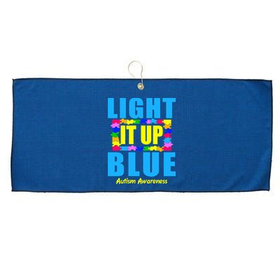 Light It Up Blue Autism Awareness Puzzle Pieces Large Microfiber Waffle Golf Towel