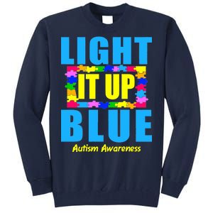 Light It Up Blue Autism Awareness Puzzle Pieces Tall Sweatshirt