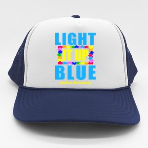 Light It Up Blue Autism Awareness Puzzle Pieces Trucker Hat