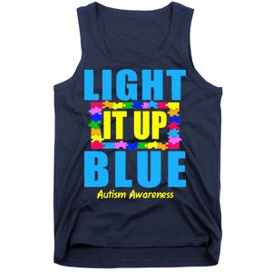 Light It Up Blue Autism Awareness Puzzle Pieces Tank Top