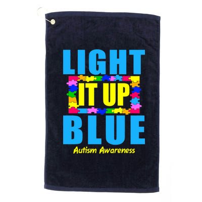 Light It Up Blue Autism Awareness Puzzle Pieces Platinum Collection Golf Towel