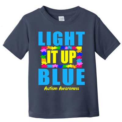 Light It Up Blue Autism Awareness Puzzle Pieces Toddler T-Shirt