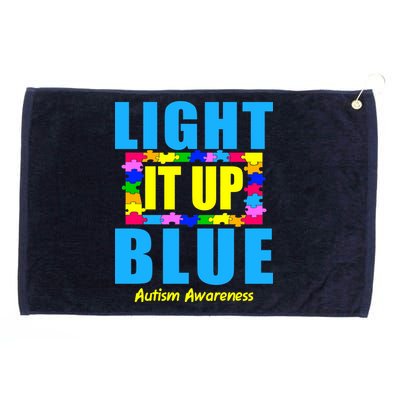 Light It Up Blue Autism Awareness Puzzle Pieces Grommeted Golf Towel