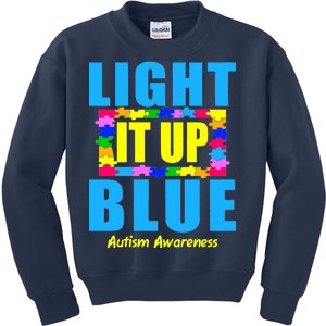 Light It Up Blue Autism Awareness Puzzle Pieces Kids Sweatshirt