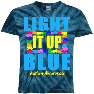 Light It Up Blue Autism Awareness Puzzle Pieces Kids Tie-Dye T-Shirt