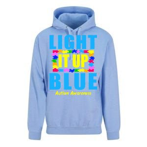 Light It Up Blue Autism Awareness Puzzle Pieces Unisex Surf Hoodie