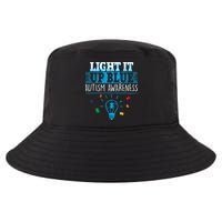 Light It Up Blue Autism Puzzle Bulb Cool Comfort Performance Bucket Hat