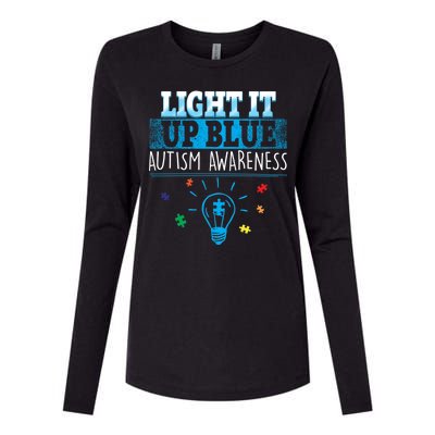 Light It Up Blue Autism Puzzle Bulb Womens Cotton Relaxed Long Sleeve T-Shirt