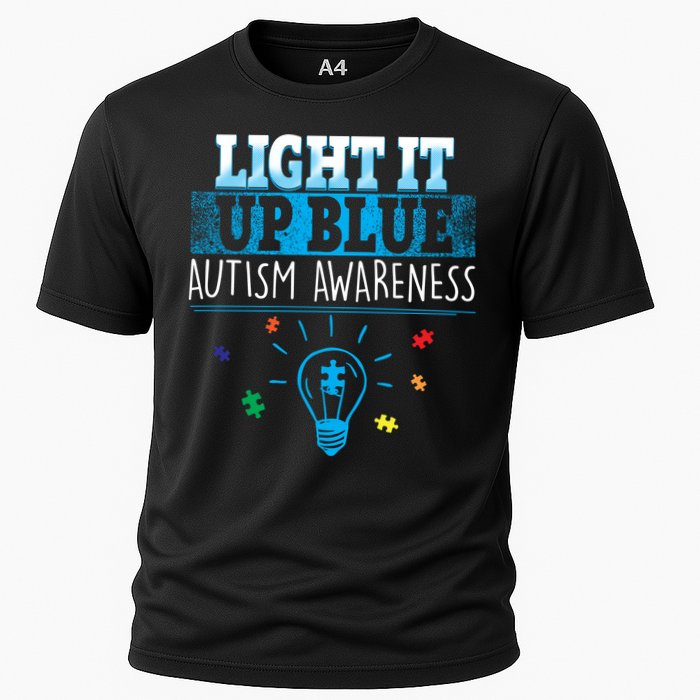 Light It Up Blue Autism Puzzle Bulb Cooling Performance Crew T-Shirt