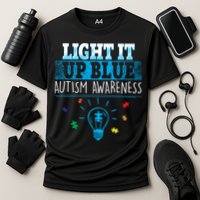 Light It Up Blue Autism Puzzle Bulb Cooling Performance Crew T-Shirt