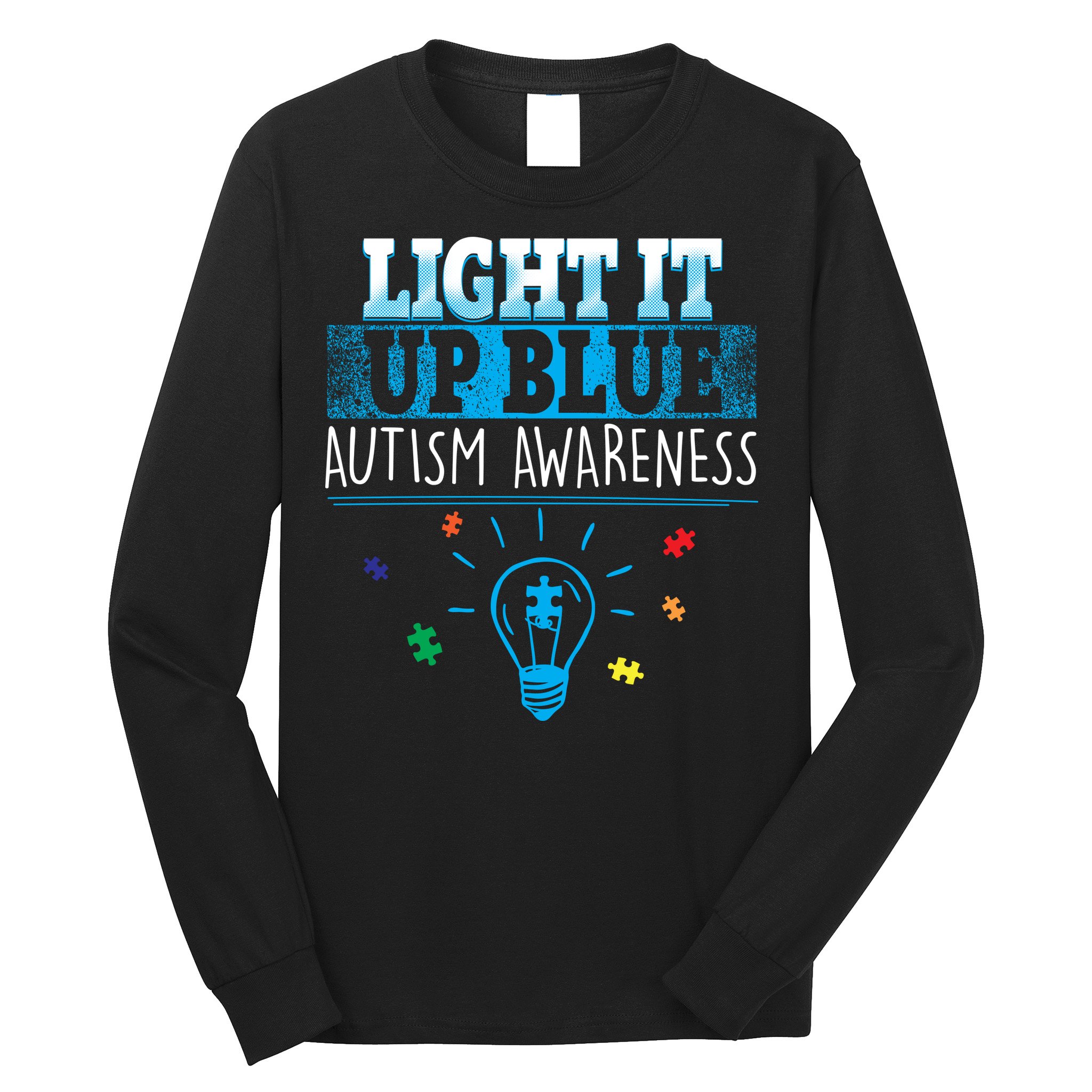 Light It Up Blue Autism Puzzle Bulb Long Sleeve Shirt