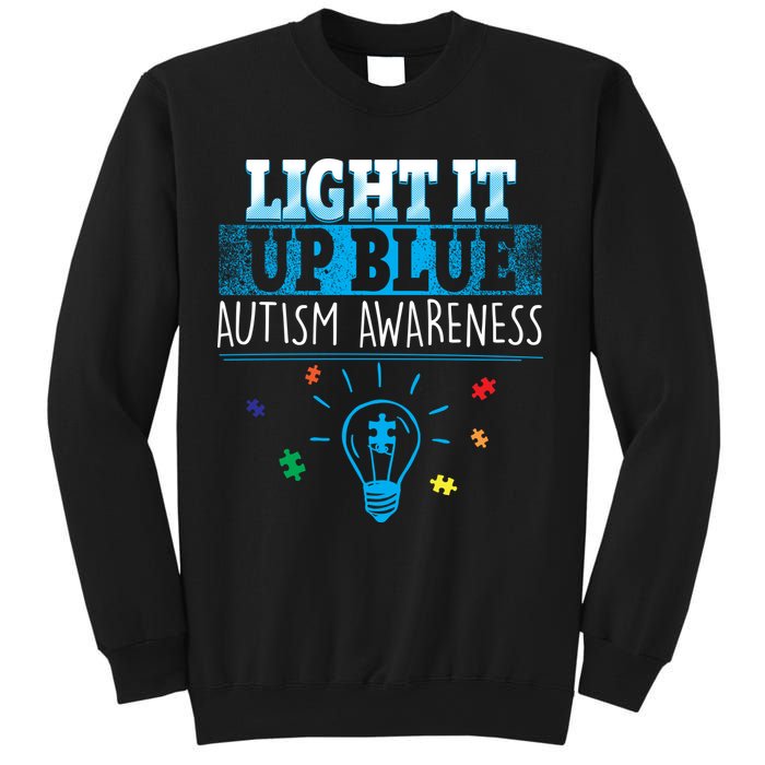 Light It Up Blue Autism Puzzle Bulb Sweatshirt