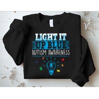 Light It Up Blue Autism Puzzle Bulb Sweatshirt