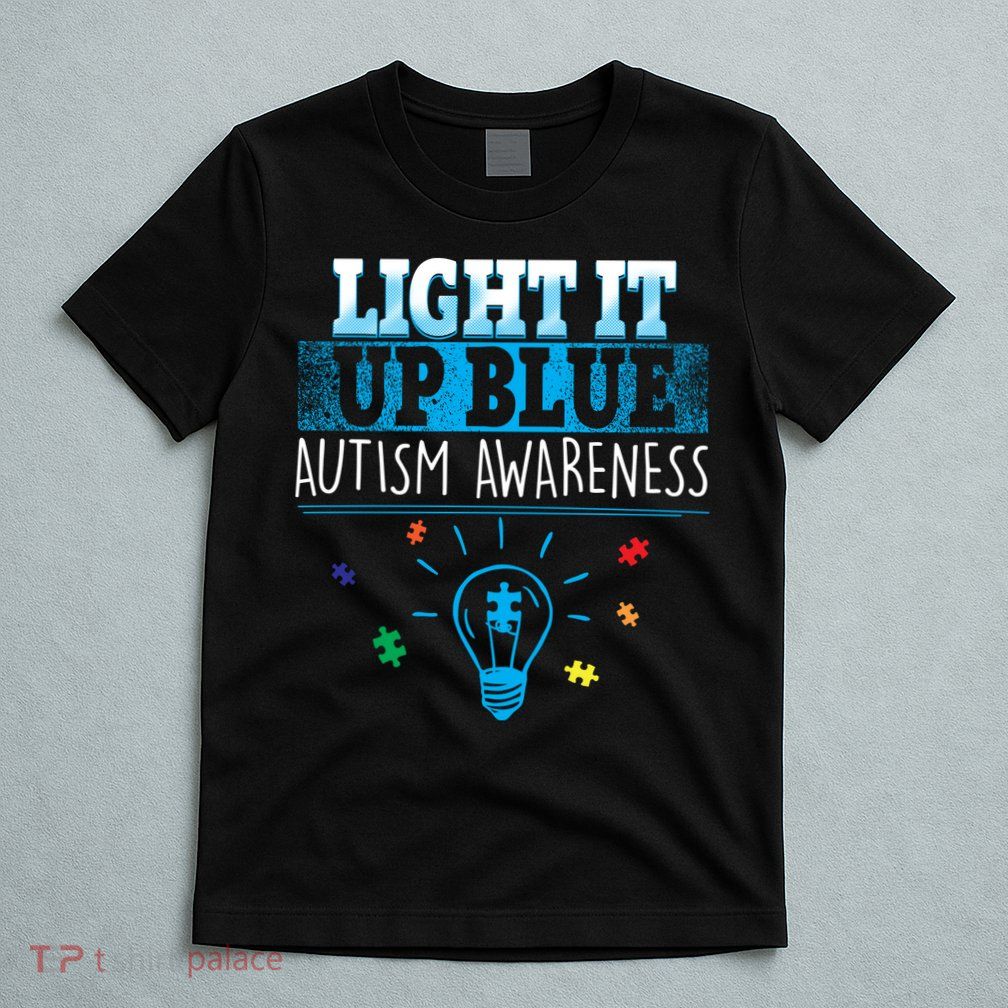 Light It Up Blue Autism Puzzle Bulb T-Shirt