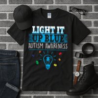 Light It Up Blue Autism Puzzle Bulb Tall T-Shirt