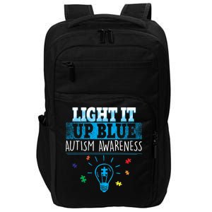 Light It Up Blue Autism Puzzle Bulb Impact Tech Backpack