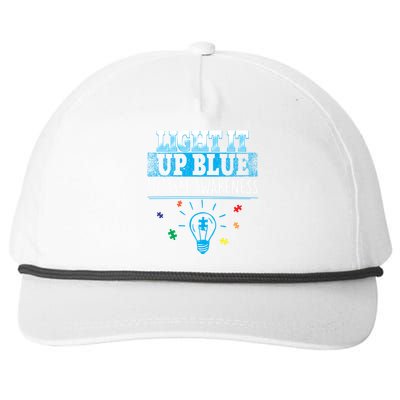 Light It Up Blue Autism Puzzle Bulb Snapback Five-Panel Rope Hat