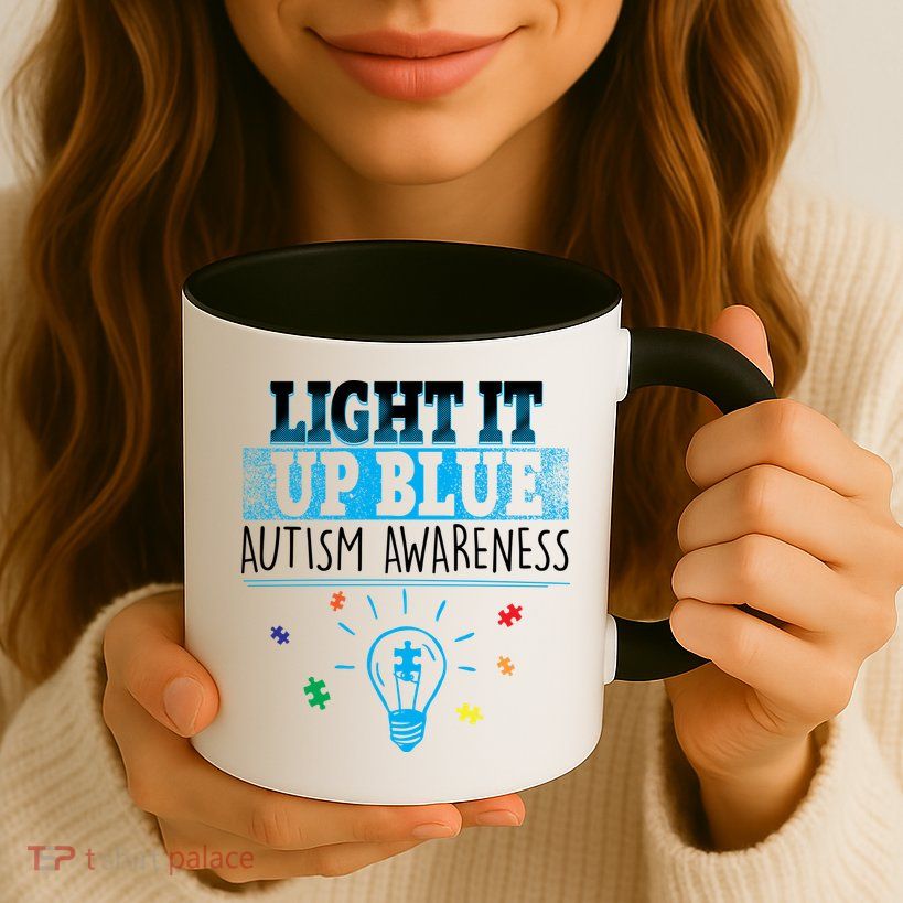 Light It Up Blue Autism Puzzle Bulb Mug