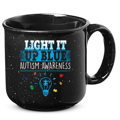 Light It Up Blue Autism Puzzle Bulb 15oz Campfire Ceramic Mug
