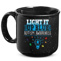 Light It Up Blue Autism Puzzle Bulb 15oz Campfire Ceramic Mug