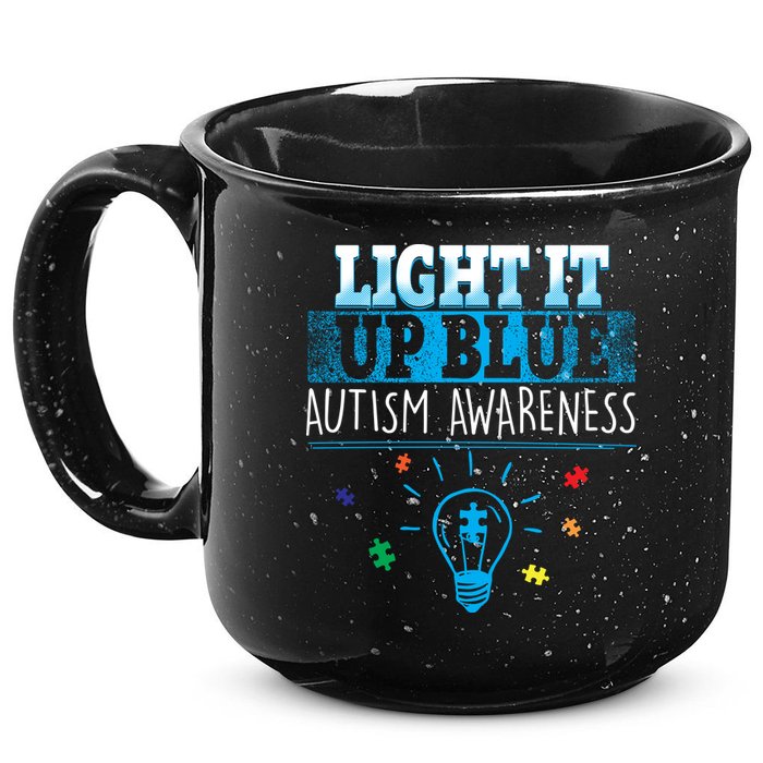 Light It Up Blue Autism Puzzle Bulb 15oz Campfire Ceramic Mug