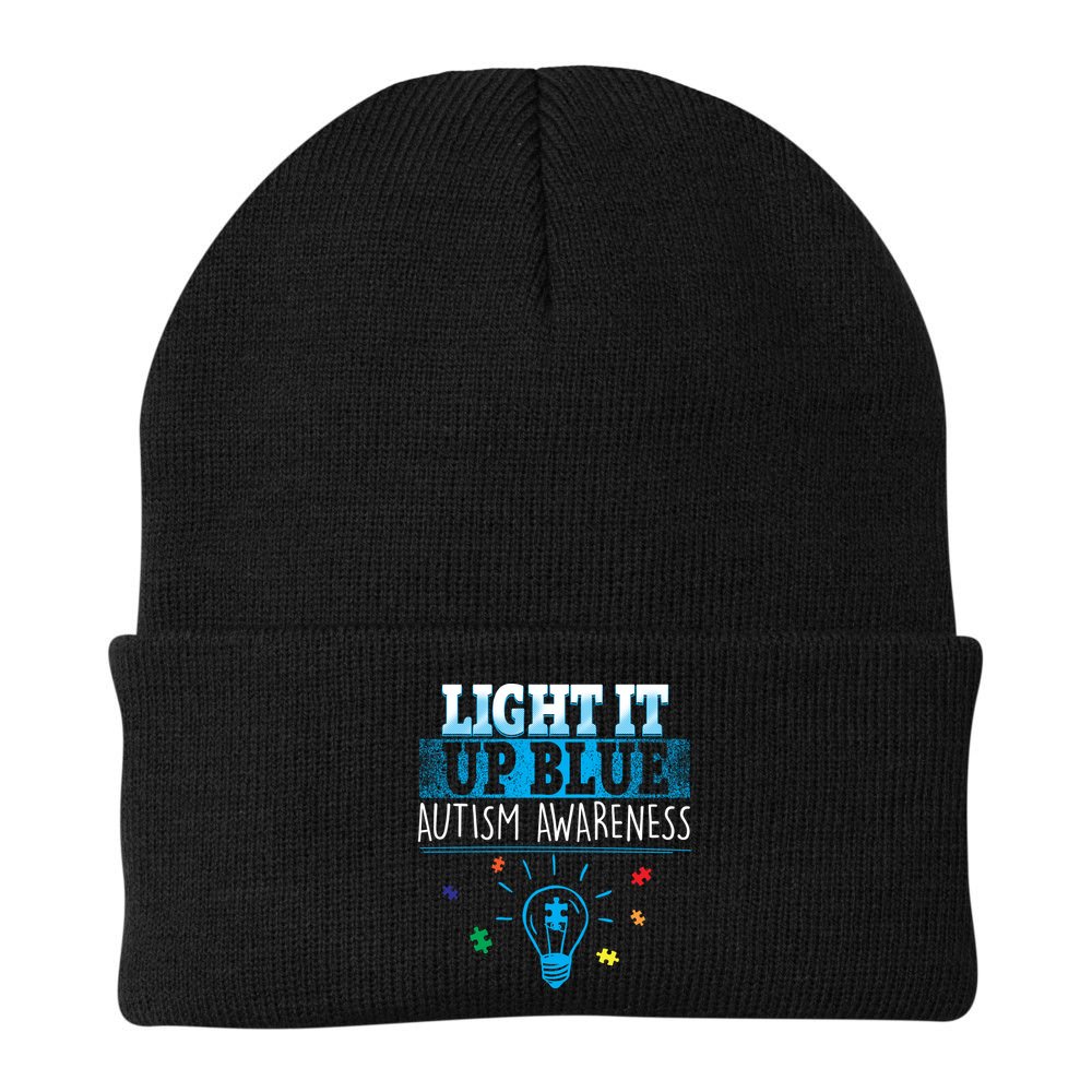 Light It Up Blue Autism Puzzle Bulb Beanie
