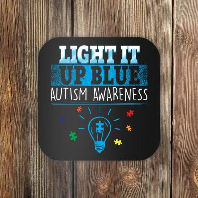 Light It Up Blue Autism Puzzle Bulb Coaster