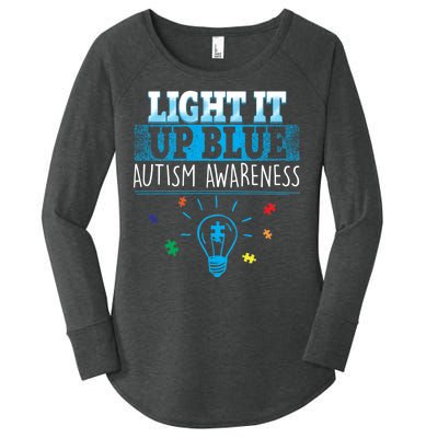 Light It Up Blue Autism Puzzle Bulb Women's Perfect Tri Tunic Long Sleeve Shirt