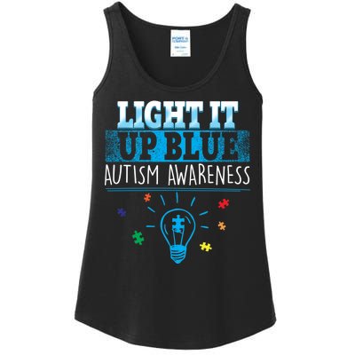 Light It Up Blue Autism Puzzle Bulb Ladies Essential Tank