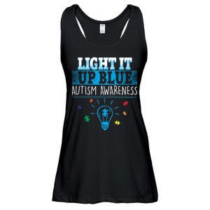 Light It Up Blue Autism Puzzle Bulb Ladies Essential Flowy Tank