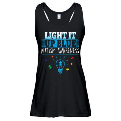 Light It Up Blue Autism Puzzle Bulb Ladies Essential Flowy Tank