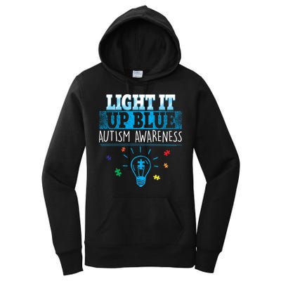 Light It Up Blue Autism Puzzle Bulb Women's Pullover Hoodie