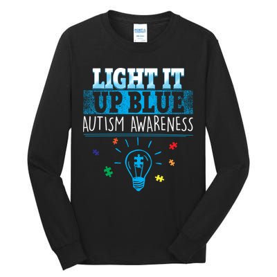 Light It Up Blue Autism Puzzle Bulb Tall Long Sleeve T-Shirt