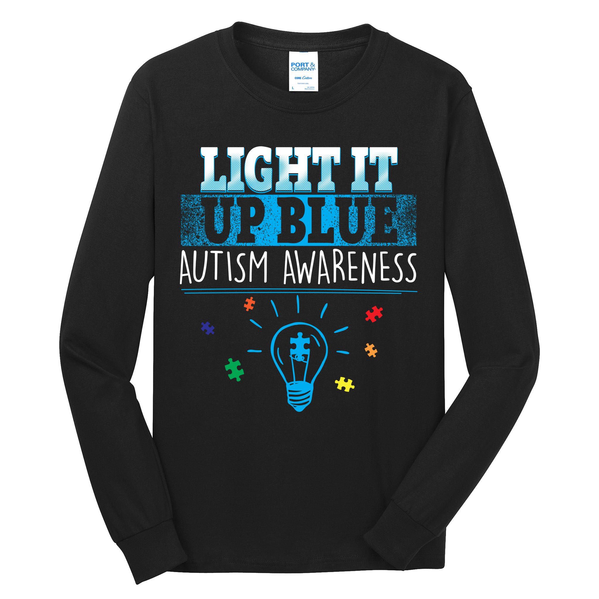 Light It Up Blue Autism Puzzle Bulb Tall Long Sleeve T-Shirt