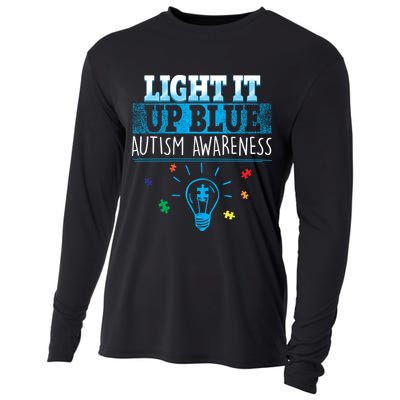 Light It Up Blue Autism Puzzle Bulb Cooling Performance Long Sleeve Crew