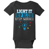 Light It Up Blue Autism Puzzle Bulb Baby Bodysuit