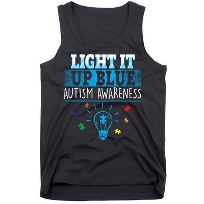 Light It Up Blue Autism Puzzle Bulb Tank Top