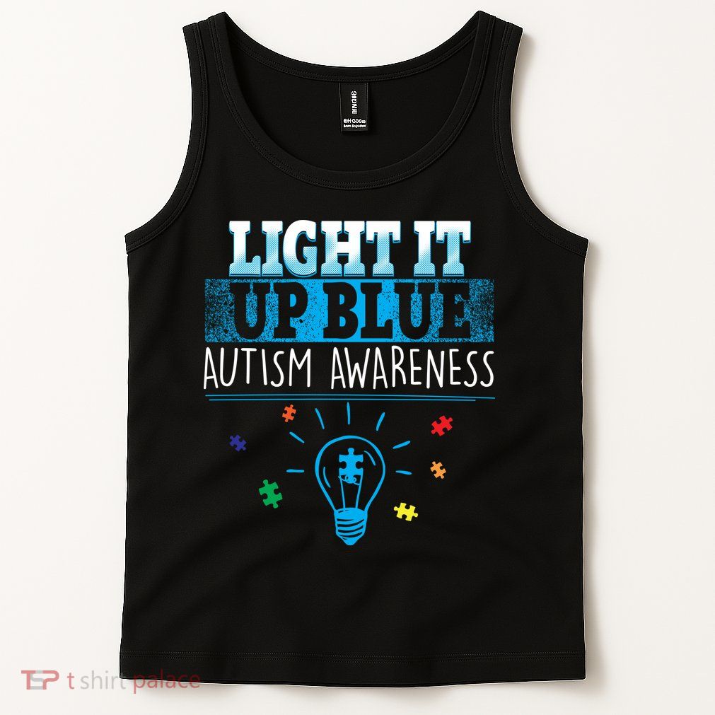 Light It Up Blue Autism Puzzle Bulb Tank Top