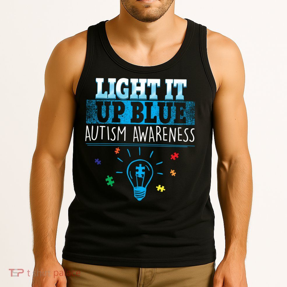 Light It Up Blue Autism Puzzle Bulb Tank Top
