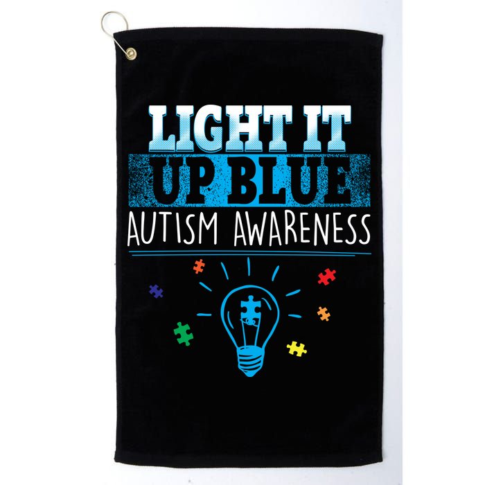 Light It Up Blue Autism Puzzle Bulb Golf Towel